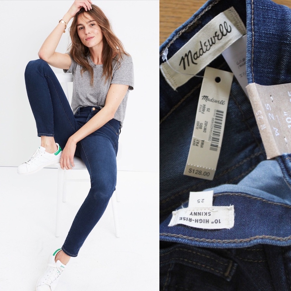 Madewell NWT 10" High-Rise Skinny Jeans in Hayes Wash 25 0